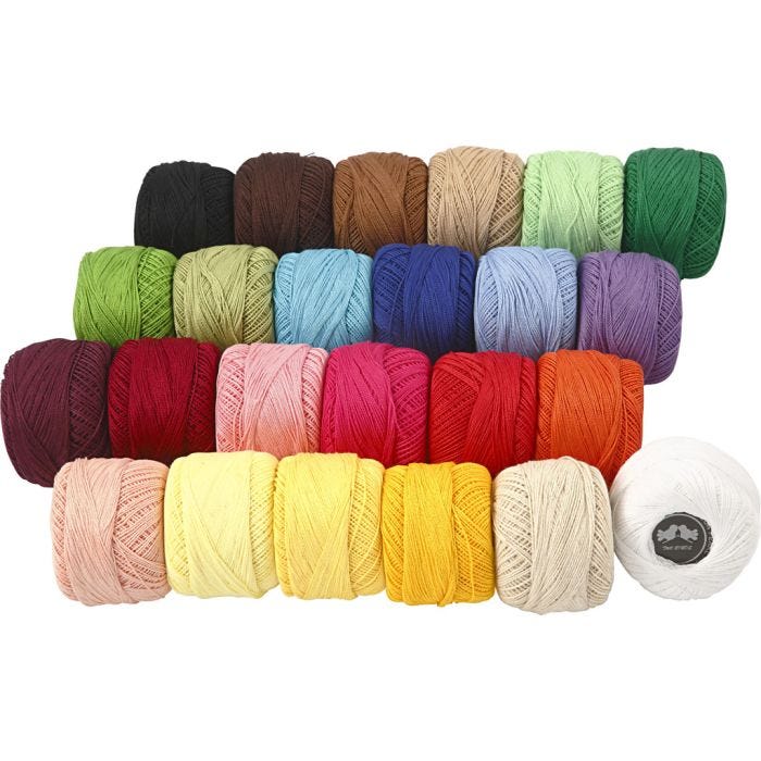 Mercerised Katoengaren, diverse kleuren, 24x20 gr/ 1 doos