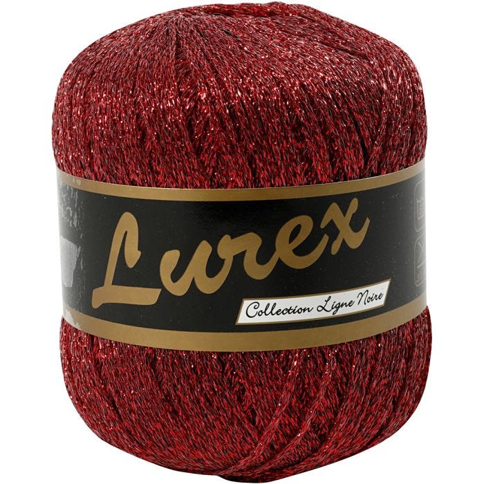 Lurex Glitter Garen, L: 160 M, rood, 25gr/ 1 bol