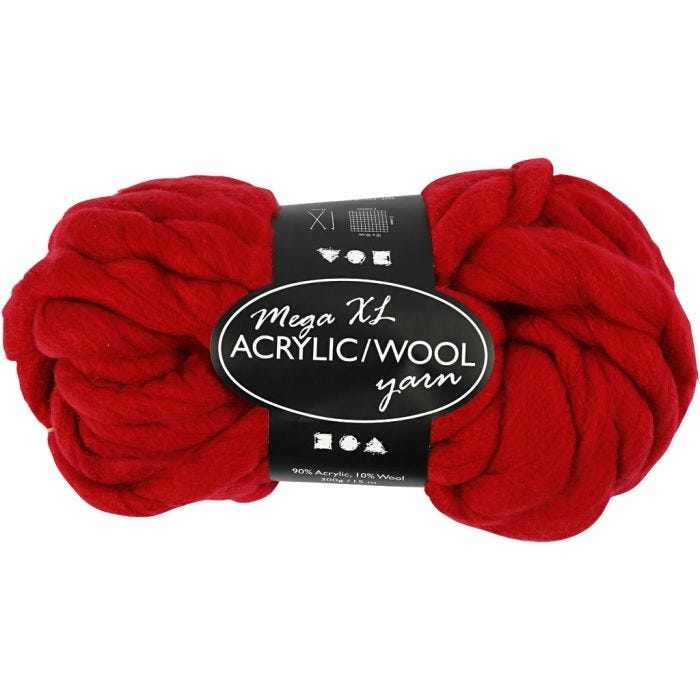 XL Garen van Acryl, L: 15 M, afm mega, donkerrood, 300 gr/ 1 bol