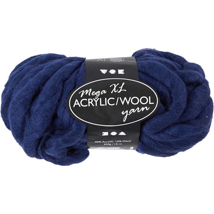 XL Garen van Acryl, L: 15 M, afm mega, donkerblauw, 300 gr/ 1 bol