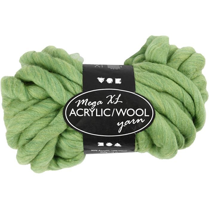 XL Garen van Acryl, L: 15 M, afm mega, lime groen, 300 gr/ 1 bol