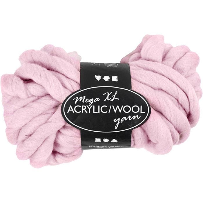 XL Garen van Acryl, L: 15 M, afm mega, roze, 300gr/ 1 bol