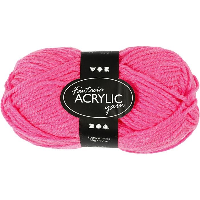 Fantasia acrylgaren, 80 M, neon roze, 50gr/ 1 bol