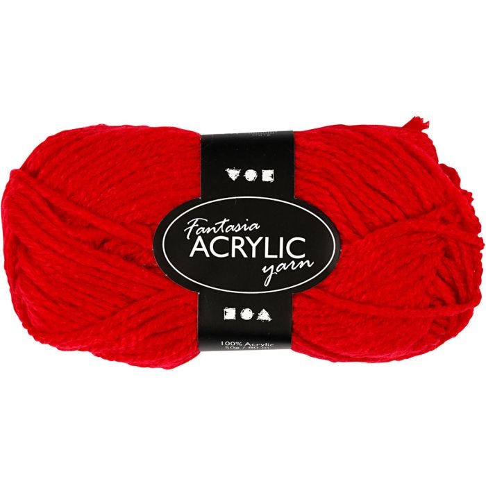 Fantasia acrylgaren, L: 80 M, rood, 50 gr/ 1 bol