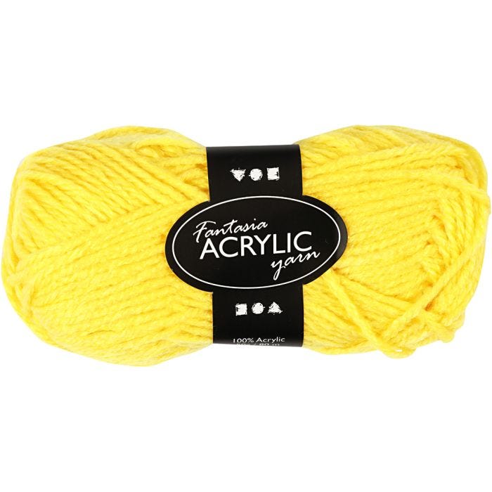 Fantasia acrylgaren, 80 M, geel, 50gr/ 1 bol