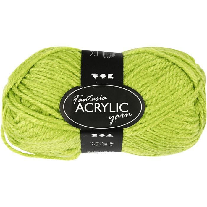 Fantasia acrylgaren, L: 80 M, lichtgroen, 50 gr/ 1 bol