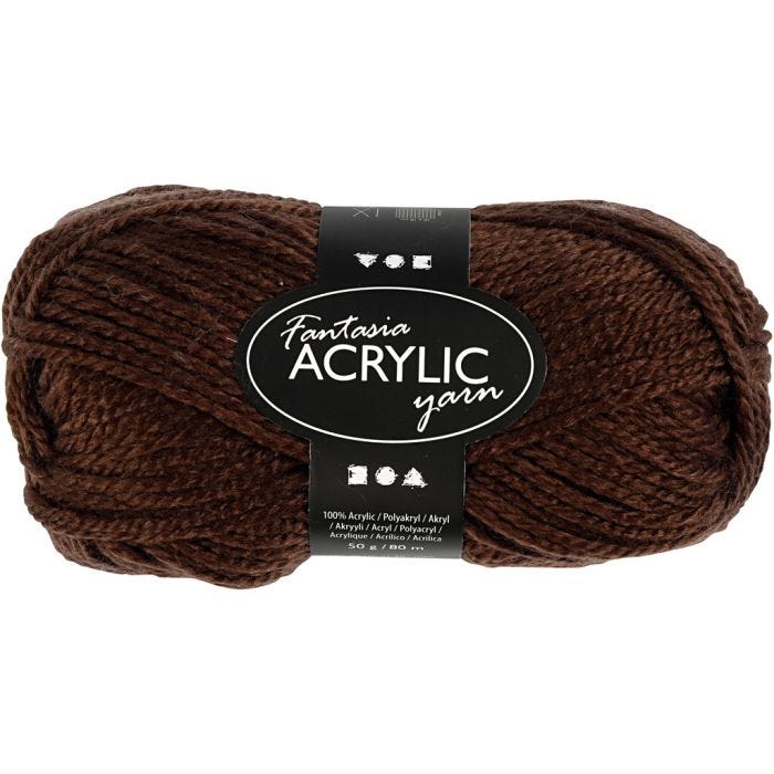 Fantasia acrylgaren, L: 80 M, bruin, 50 gr/ 1 bol