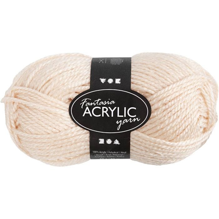 Fantasia acrylgaren, L: 80 M, licht beige, 50 gr/ 1 bol