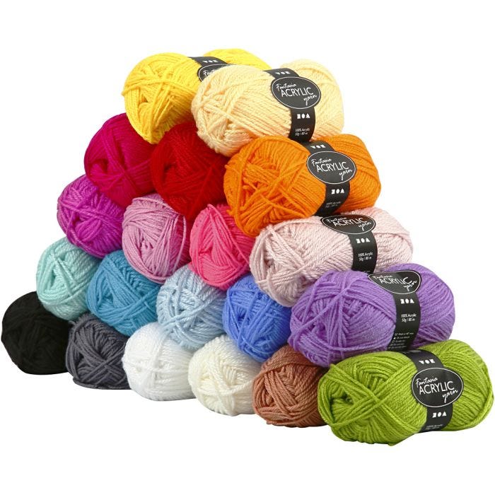 Fantasia acrylgaren, L: 80 M, diverse kleuren, 20x50 gr/ 1 doos