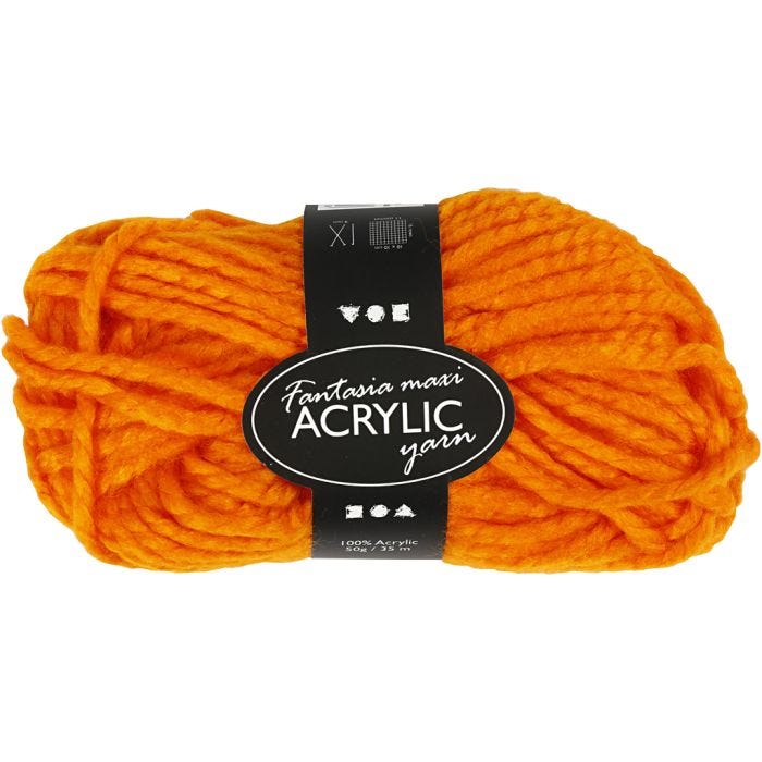Fantasia Acrylgaren, L: 35 M, Maxi, neon oranje, 50 gr/ 1 bol