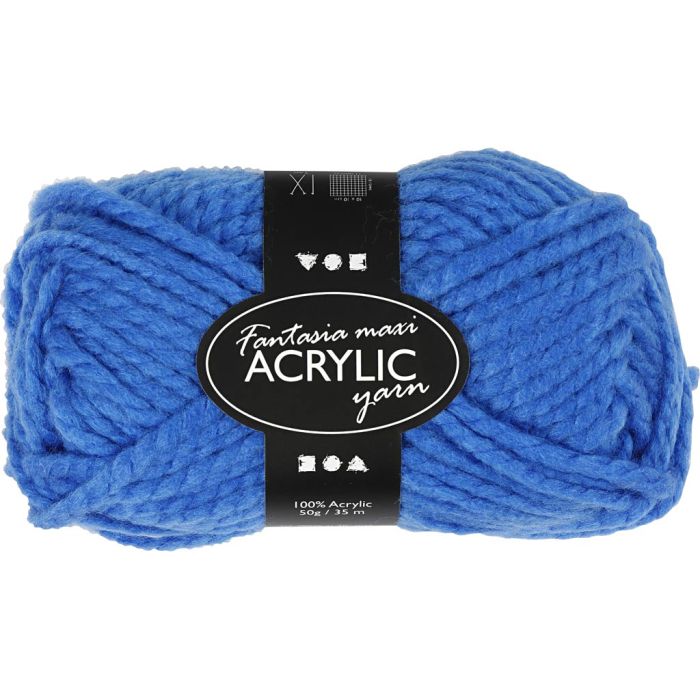 Fantasia Acrylgaren, L: 35 M, needle 9-10, blauw, 50 gr/ 1 bol
