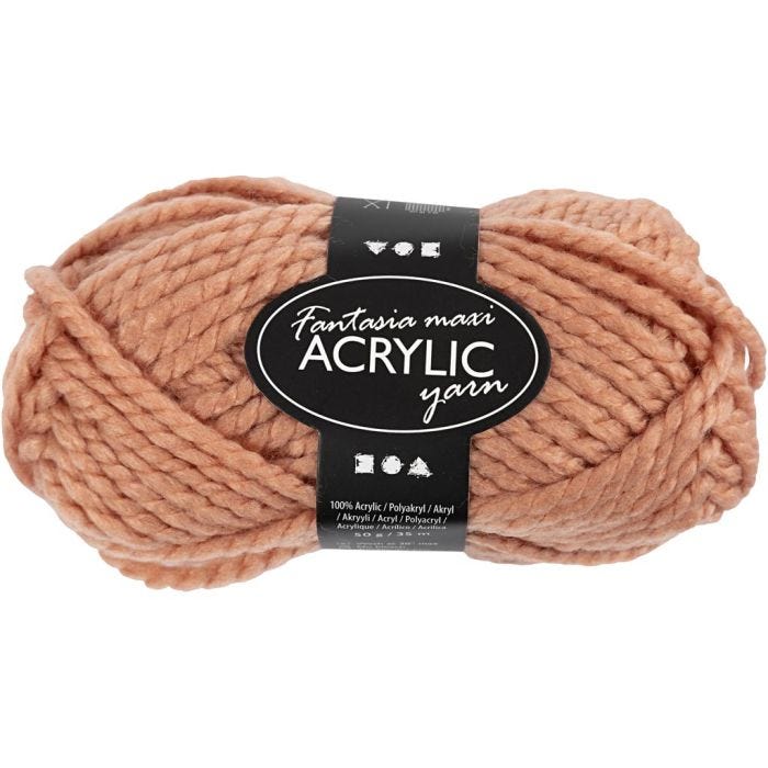 Fantasia acrylgaren, L: 35 M, Maxi, beige, 50gr/ 1 bol