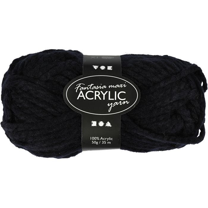 Fantasia Acrylgaren, L: 35 M, Maxi, zwart, 50 gr/ 1 bol