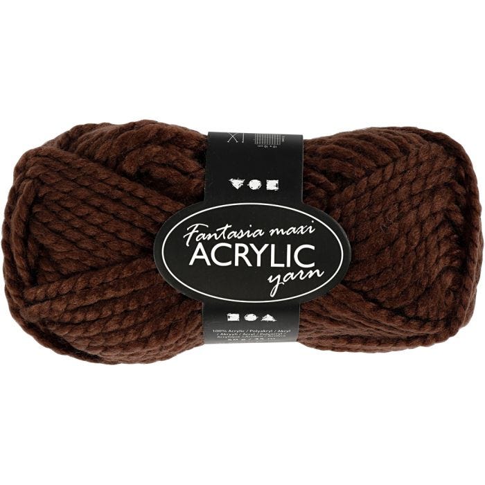 Fantasia Acrylgaren, L: 35 M, Maxi, bruin, 50 gr/ 1 bol