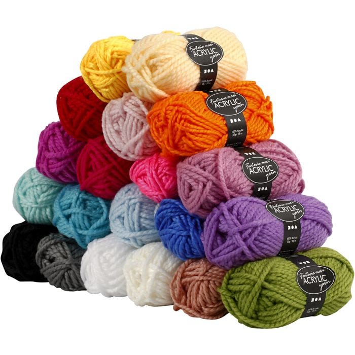 Fantasia Acrylgaren, L: 35 M, Maxi, diverse kleuren, 20x50 gr/ 1 doos