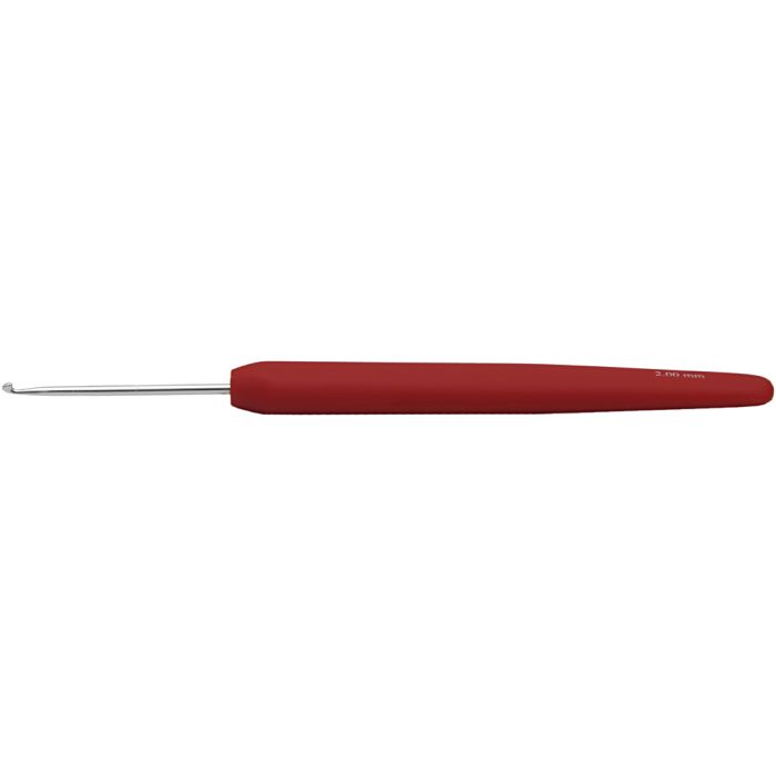 Haaknaalden, 2, L: 13,3 cm, afm 2 mm, rood, 1 stuk