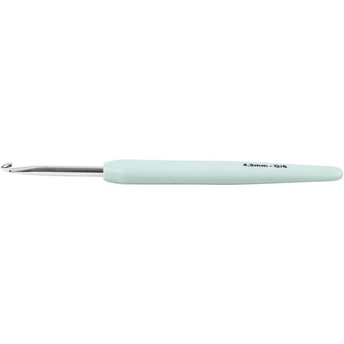 Haaknaalden, 4, L: 13,3 cm, afm 4 mm, pastel groen, 1 stuk
