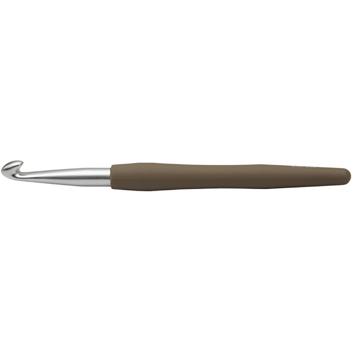 Haaknaalden, 8, L: 14,5 cm, afm 8 mm, bruin, 1 stuk