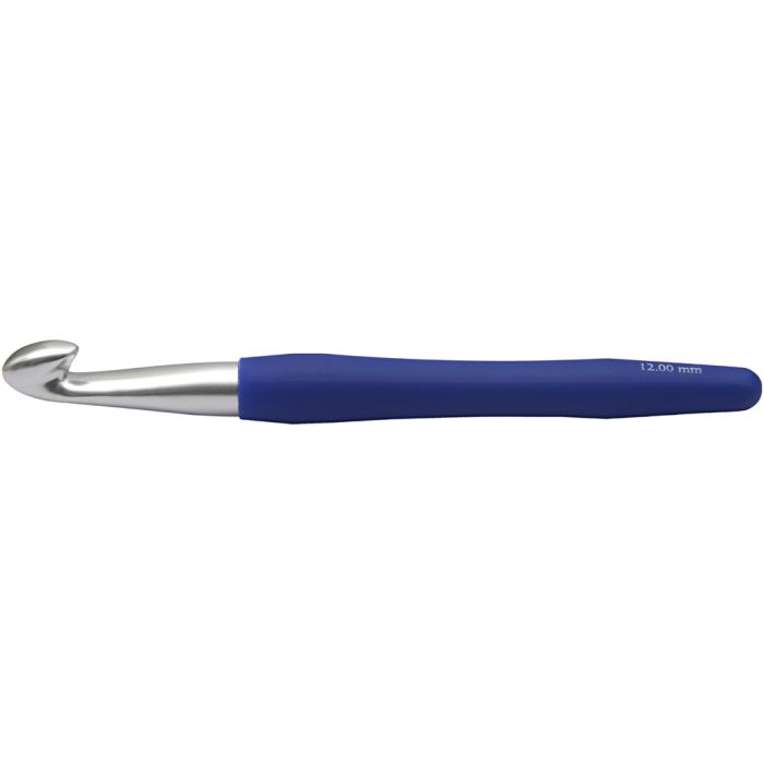 Haaknaalden, 12, L: 16 cm, afm 12 mm, blauw, 1 stuk