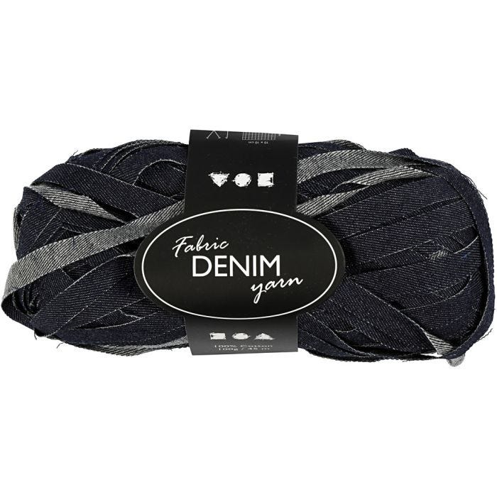 Denim Textielgaren, L: 45 M, blauw, 100 gr/ 1 bol