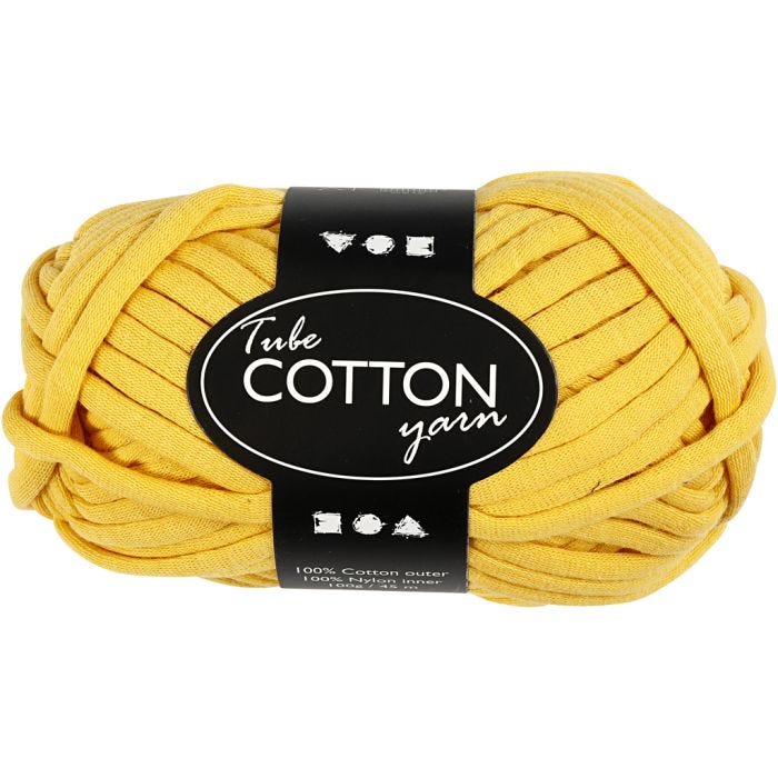 Textielgaren, L: 45 M, geel, 100 gr/ 1 bol
