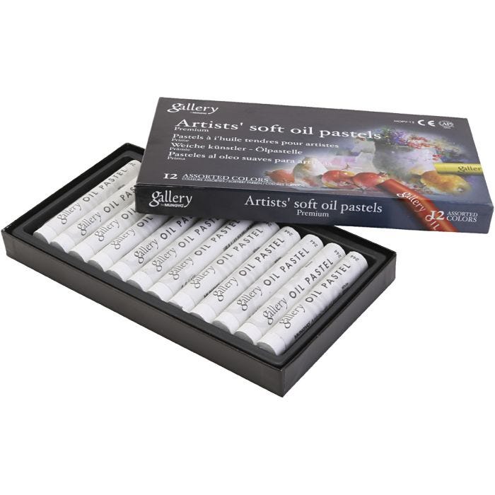 Gallery Oliepastel, 7 cm, 11 mm, wit, 12stuk/ 1 doos