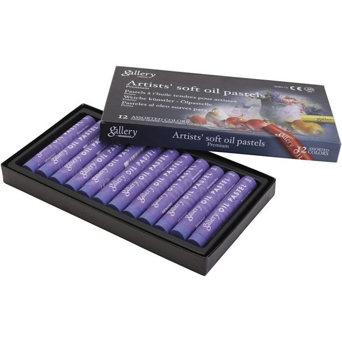 Gallery Oliepastel, L: 7 cm, d 11 mm, dikte 11 mm, violet, 12 stuk/ 1 doos