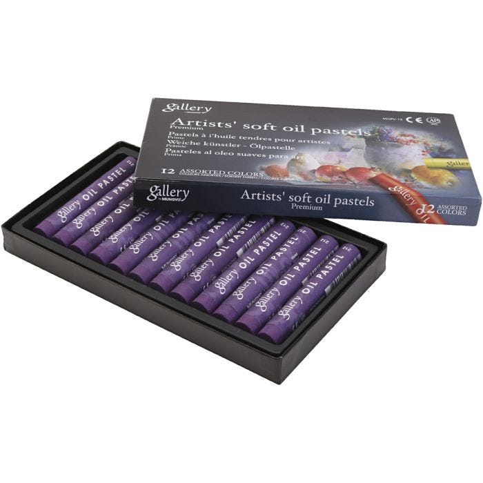 Gallery Oliepastel, L: 7 cm, d 11 mm, dikte 11 mm, violet, 12 stuk/ 1 doos