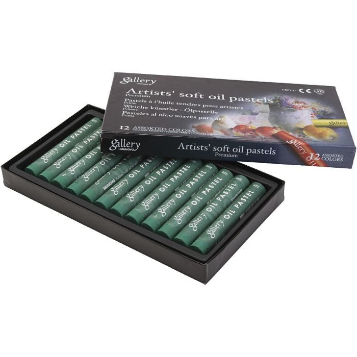 Gallery Oliepastel, L: 7 cm, d 11 mm, dikte 11 mm, emerald green, 12stuk/ 1 doos