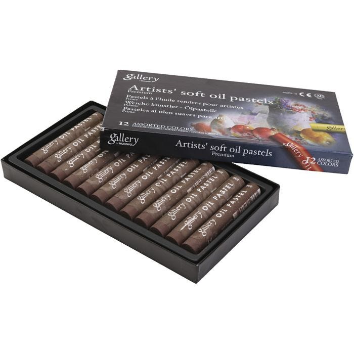 Gallery Oliepastel, L: 7 cm, d 11 mm, dikte 11 mm, bruin, 12 stuk/ 1 doos