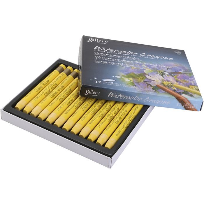 Aquarelkrijt, chrome geel (305), 12 stuk/ 1 doos