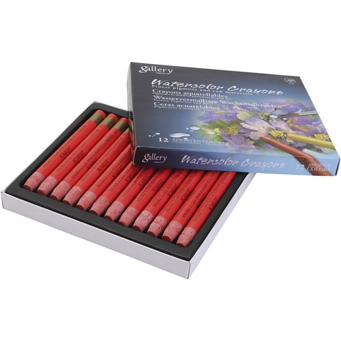 Aquarelkrijt, scarlet, 12 stuk/ 1 doos