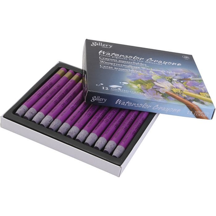 Aquarelkrijt, rood paars, 12 stuk/ 1 doos
