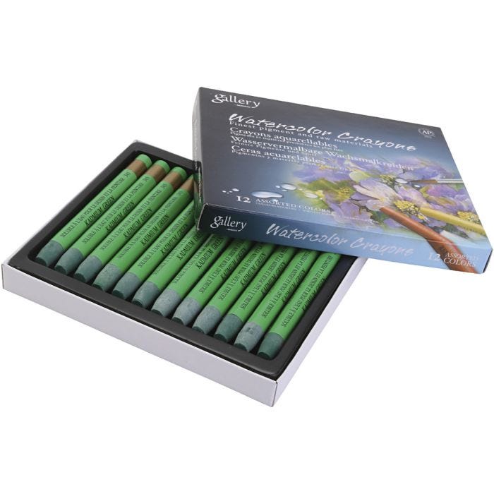 Aquarelkrijt, cadmium groen (345), 12 stuk/ 1 doos