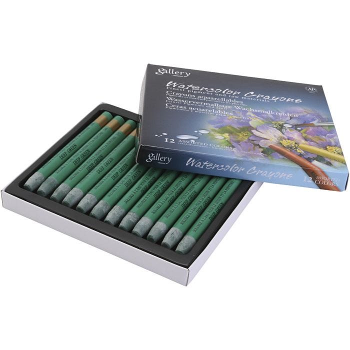 Aquarelkrijt, diep groen (348), 12stuk/ 1 doos