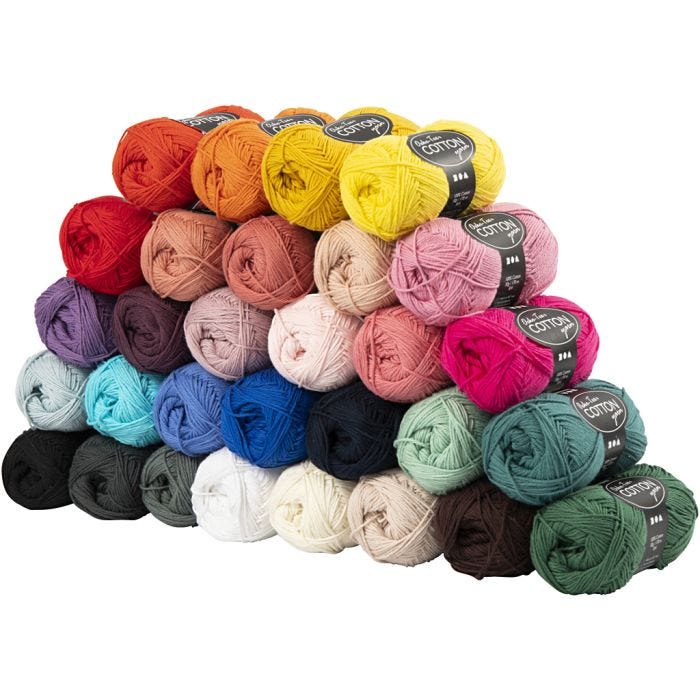 Katoengaren, 8/4, L: 170 M, diverse kleuren, 30x50gr/ 1 doos