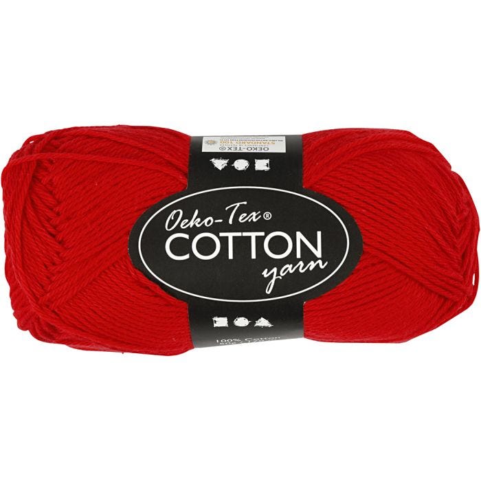 Katoengaren, 8/4, L: 170 M, donkerrood, 50gr/ 1 bol