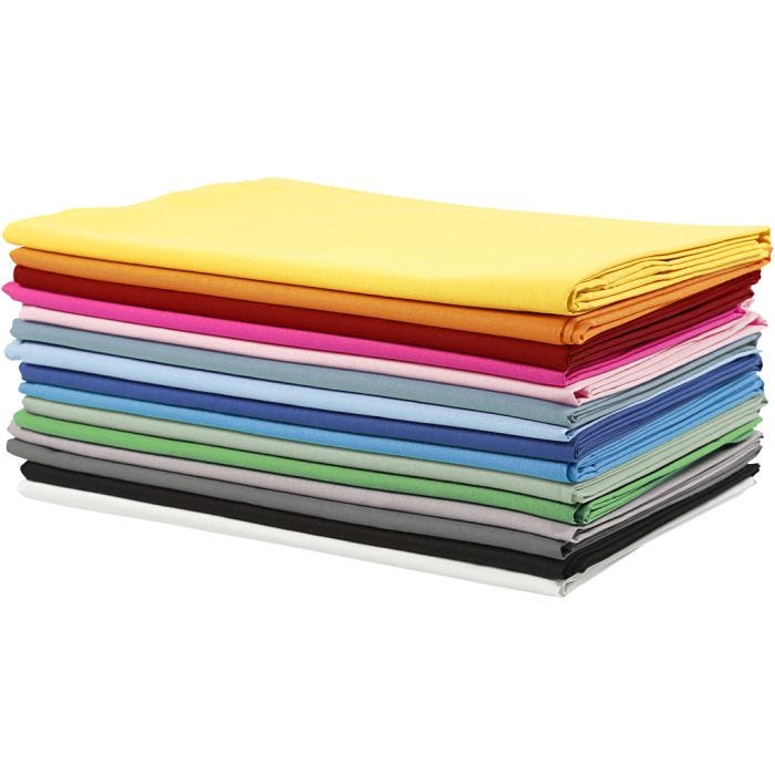 Stof, B: 145 cm, 140 gr, diverse kleuren, 15x2 m/ 1 doos