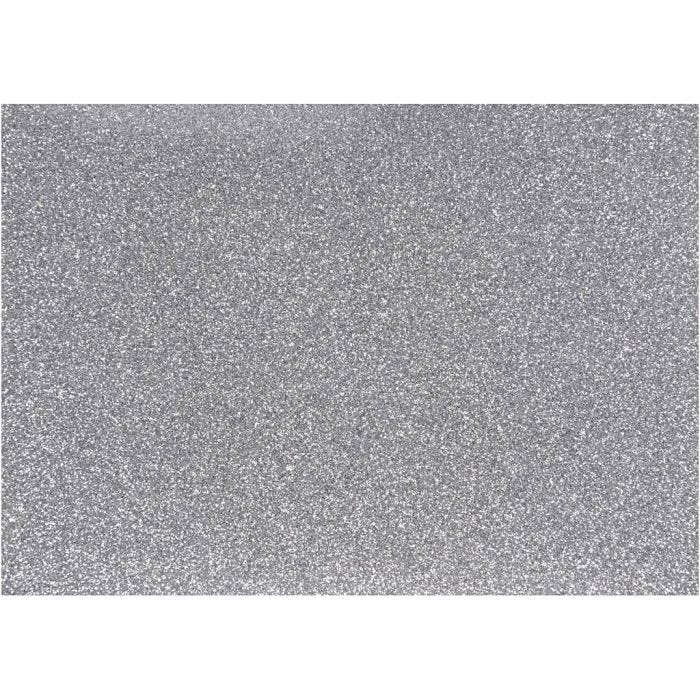 Opstrijkfolie, A5, vel 148x210 mm, glitter, zilver, 1 vel