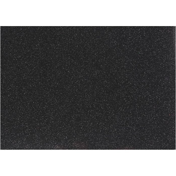 Opstrijkfolie, A5, vel 148x210 mm, glitter, zwart, 1 vel