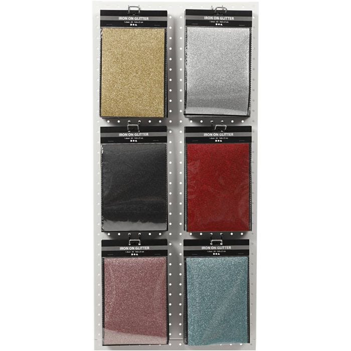 Opstrijkfolie, vel 148x210 mm, glitter, diverse kleuren, 6x10 vel/ 1 doos