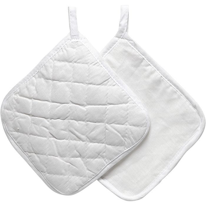 Pannenlappen, afm 20x20 cm, 145 gr, wit, 1 paar
