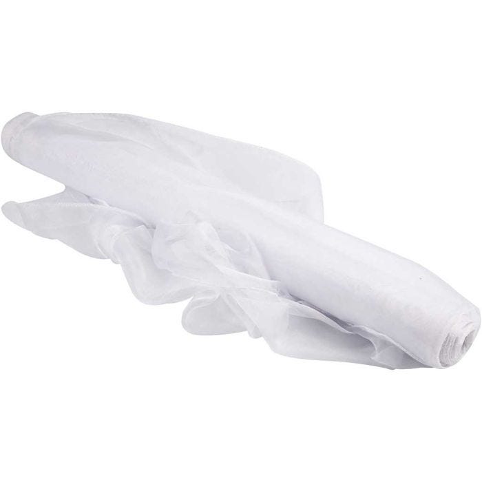 Organza stof, B: 50 cm, wit, 10 m/ 1 rol