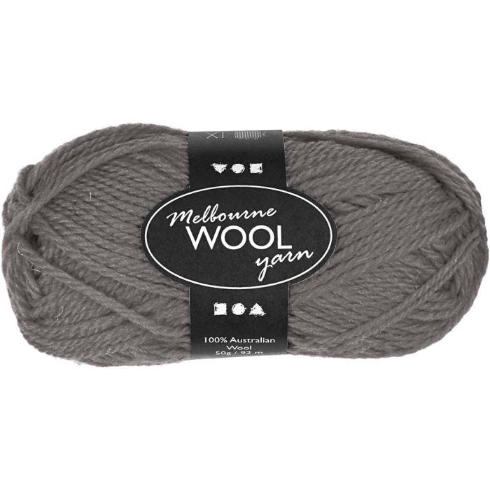 Melbourne wolgaren, 92 M, grijs, 50gr/ 1 bol