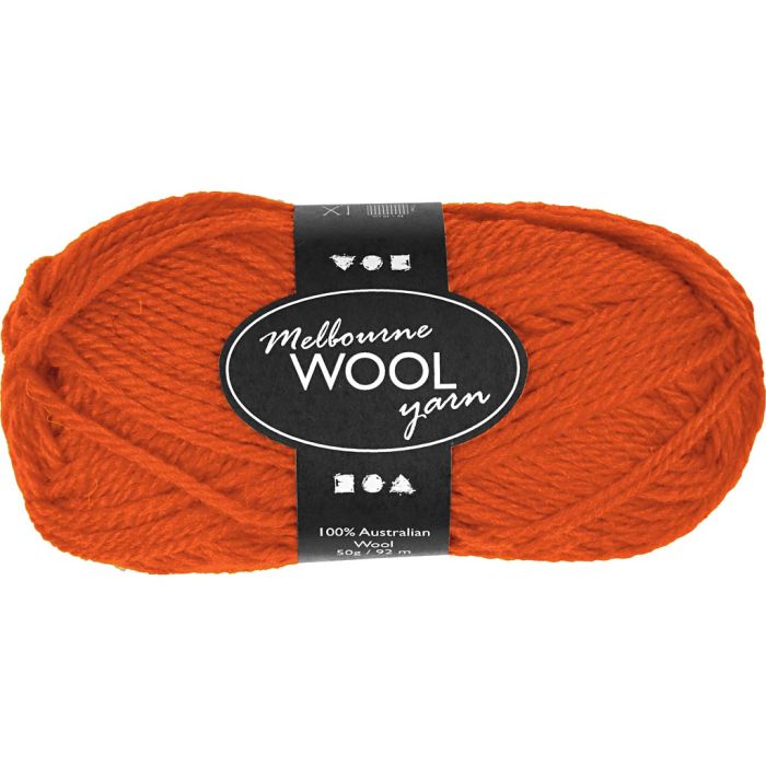 Melbourne wolgaren, L: 92 M, needle 4-5,5, oranje, 50 gr/ 1 bol