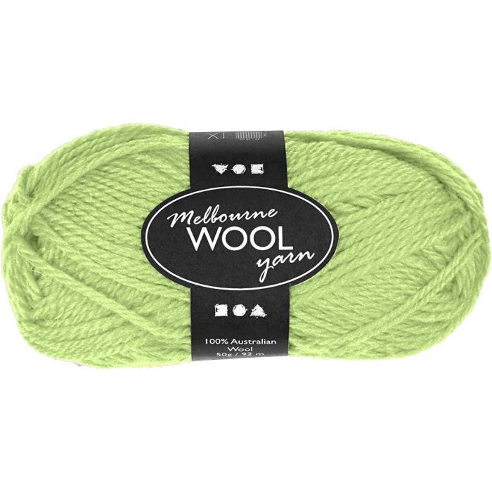 Melbourne wolgaren, 92 M, neon groen, 50gr/ 1 bol