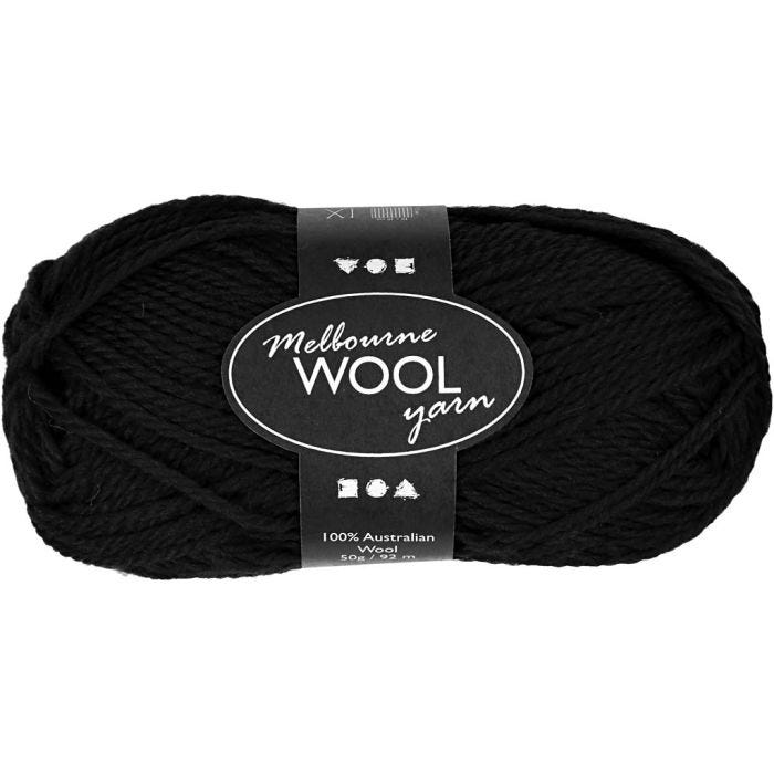 Melbourne wolgaren, L: 92 M, zwart, 50 gr/ 1 bol