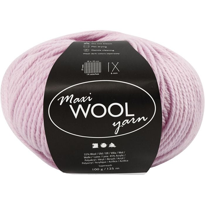 Wolgaren, L: 125 M, zacht roze, 100 gr/ 1 bol