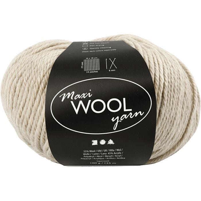 Wolgaren, L: 125 M, zandkleur mix, 100 gr/ 1 bol