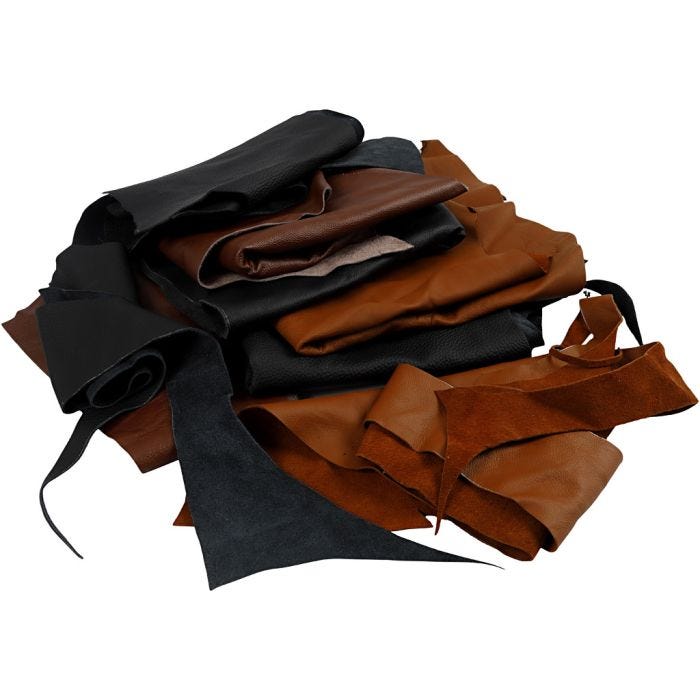 Echt leer, dikte 1,0-1,2 mm, kleuren kan variëren,Inhoud kan variëren , diverse kleuren, 2kg/ 1 doos